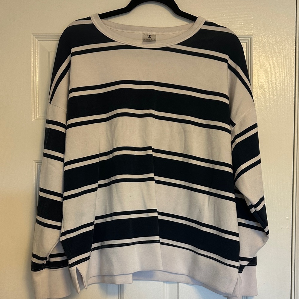 Danskin Oversized Nautical Striped Pullover Sweatshirt